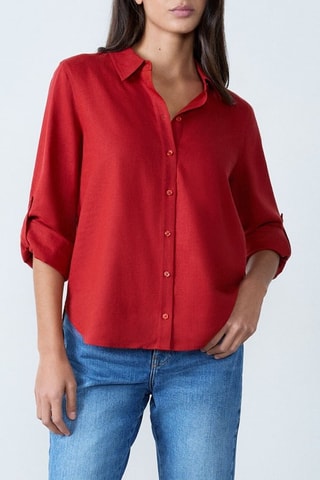 Chemisier en lin Essentiel - Rouge