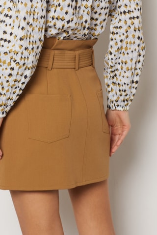 Jupe droite taille haute - Marron