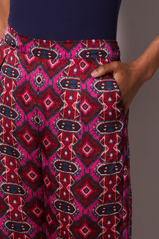 Pantalon fluide taille haute - Rouge