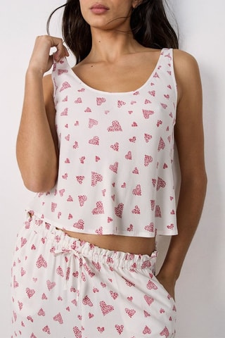 Top de pyjama sans manches  - Saint Valentin -  Blanc et rouge