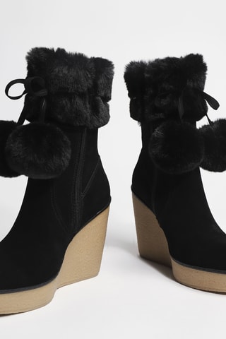 Bottines fourrées en cuir Rania 01 - Noir