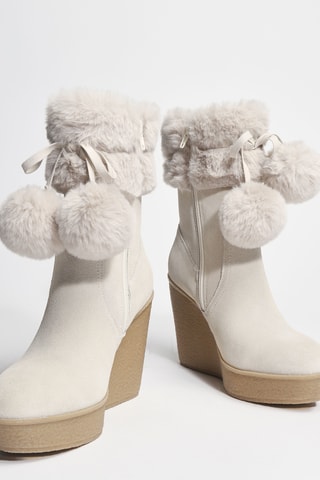 Bottines fourrées en cuir Rania 01 - Blanc