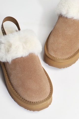 Sabots plateformes fourrés en cuir Jane 10 - Marron