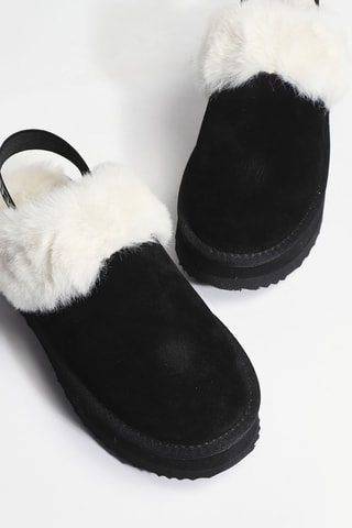 Sabots à talons fourrés en cuir Jane 10 - Noir