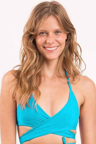 Haut de maillot triangle croisé Miami - Turquoise