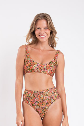 Braga de bikini de talle alto Bouquet - Naranja y verde