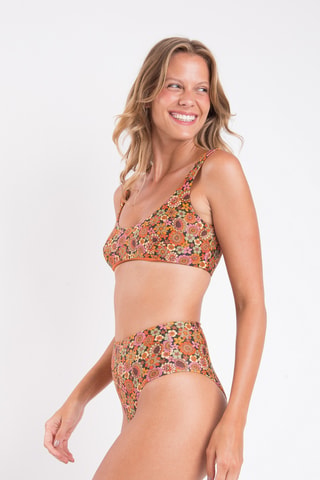 Braga de bikini de talle alto Bouquet - Naranja y verde