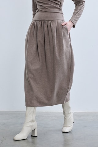 Gonna midi a vita alta  - Taupe