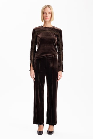 Pantaloni straight leg in velluto  - Marrone