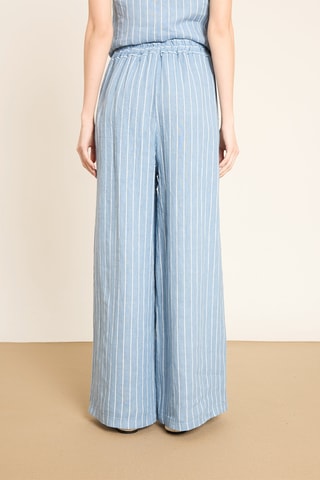 Pantaloni wide legs in lino - Blu