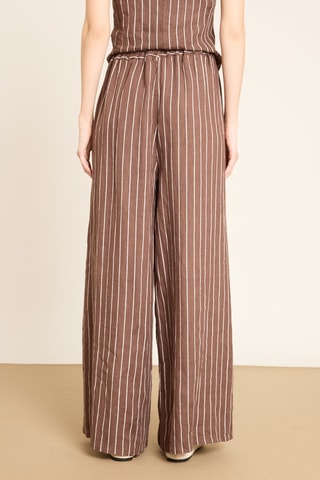 Pantaloni wide legs in lino - Marrone