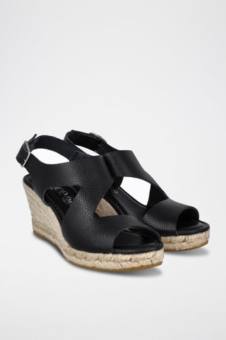 Sandales compensées en cuir Yuste - Noir