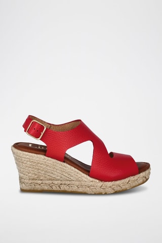 Sandales compensées en cuir Yuste - Rouge