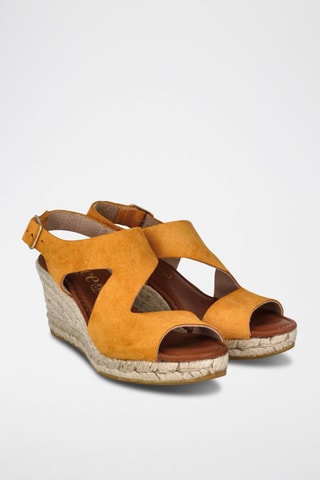 Sandales compensées en nubuck Yuste - Moutarde