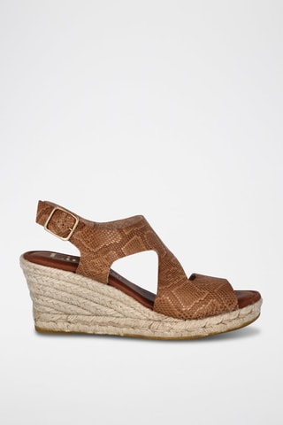 Sandales compensées en cuir Yuste - Marron