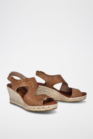Sandales compensées en cuir Yuste - Marron