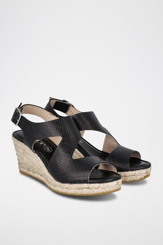 Sandales compensées en cuir Yuste - Noir
