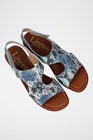 Sandales en cuir Aruba - Gris et bleu cobalt