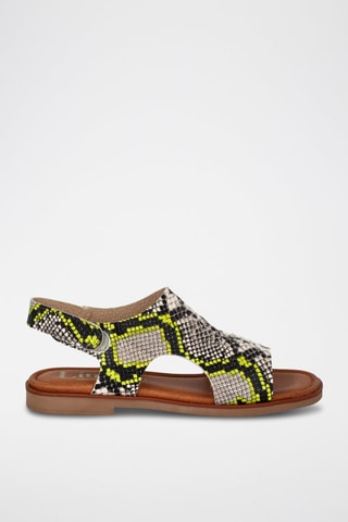 Sandales en cuir Aruba - Gris et vert fluo