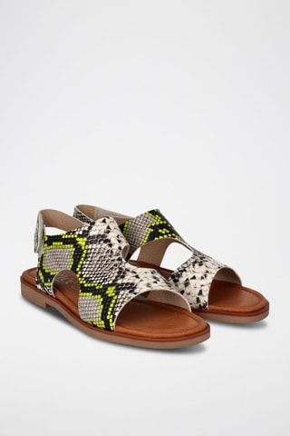 Sandales en cuir Aruba - Gris et vert fluo