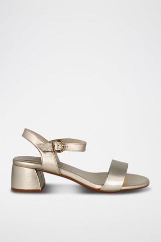 Sandales à talons en cuir Selma - Doré