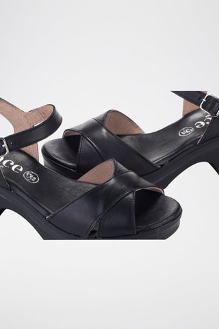 Sandales à talons en cuir - Noir