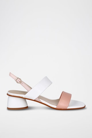 Sandales à talons en cuir - Blanc et nude