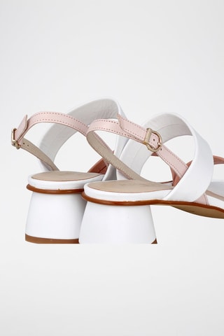 Sandales à talons en cuir - Blanc et nude