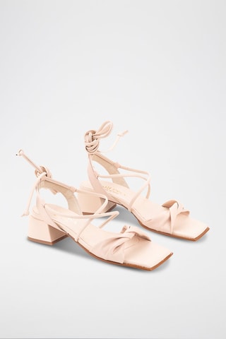 Spartiates à talons en cuir - Nude