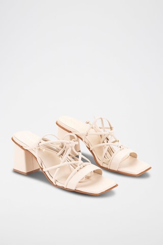 Spartiates à talons en cuir - Beige 