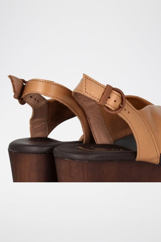 Sandales compensées en cuir Candela - Camel