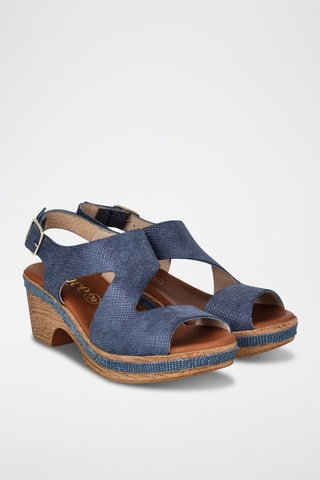 Sandales à talons en cuir Carre - Bleu