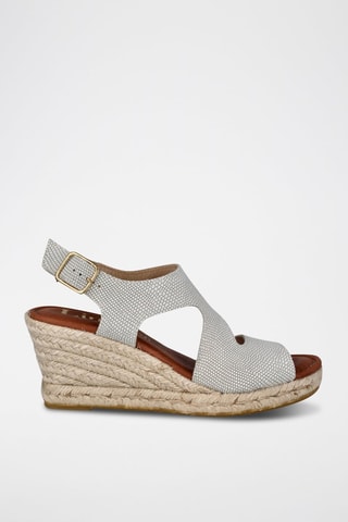 Sandales compensées en cuir Geko - Blanc