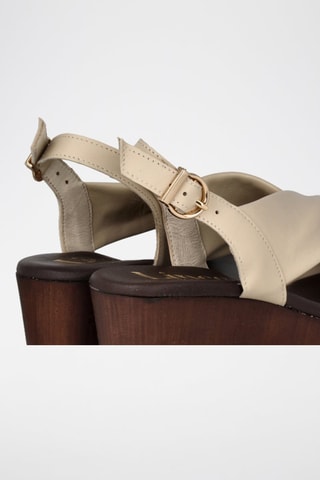 Sandales compensées en cuir Florencia - Beige