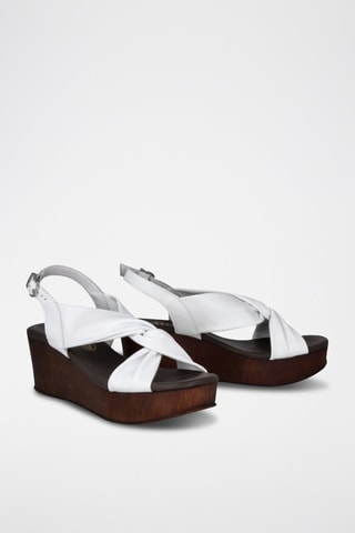 Sandales compensées en cuir Florencia - Blanc