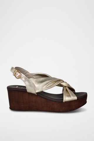 Sandales compensées en cuir Florencia - Doré