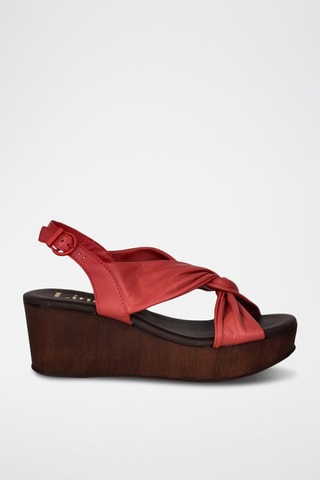 Sandales compensées en cuir Florencia - Rouge