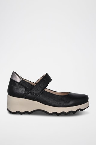 Sandales compensées en cuir Bugui - Noir