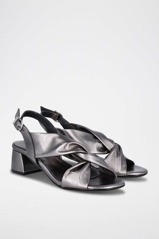 Sandales à talons en cuir Eclat - Gris métallisé