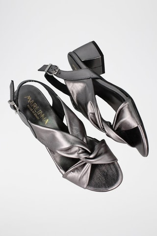 Sandales à talons en cuir Eclat - Gris métallisé