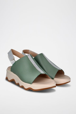 Sandales compensées en cuir Bugui - Vert