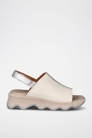 Sandales compensées en cuir Bugui - Beige