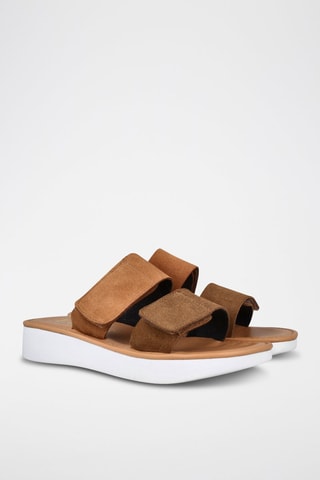 Mules en nubuck - Marron et camel