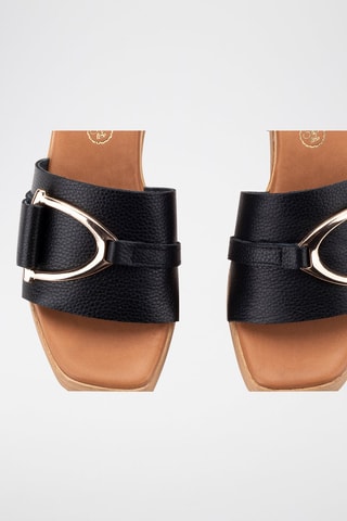 Mules à talons en cuir - Noir
