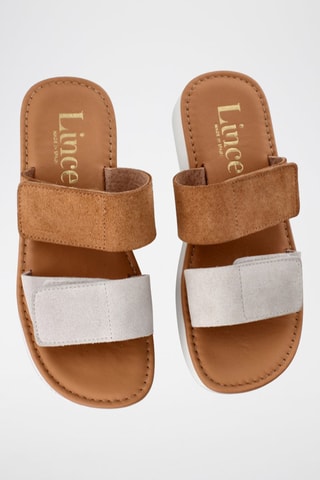 Mules en nubuck - Ecru et camel