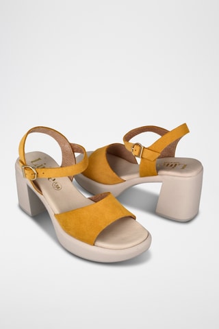 Sandales à talons en nubuck - Moutarde