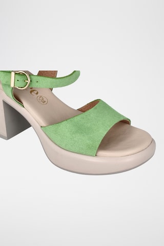 Sandales à talons en nubuck - Vert d’eau