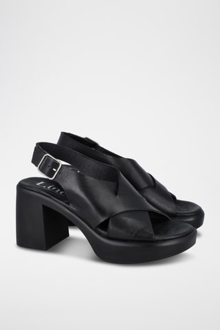 Sandales à talons en cuir - Noir