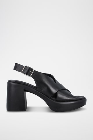 Sandales à talons en cuir - Noir
