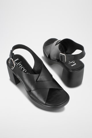 Sandales à talons en cuir - Noir